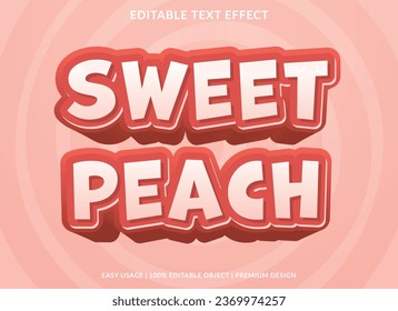 diseño de plantillas de efecto de texto de melocotón dulce con estilo 3d para marca comercial y logotipo