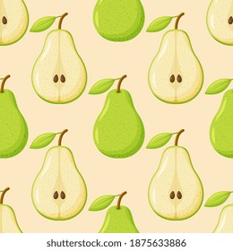 Patrón sin costuras de pera dulce. Fondo de frutas orgánicas sanas.