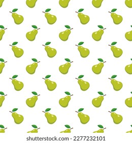 Sweet pear seamless pattern organic healthy fruits background.