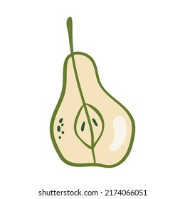 Sweet pear . Vector illustration with doodles on the theme of cozy autumn.A cute element for greeting cards, posters, stickers and seasonal design. Isolated on a white background