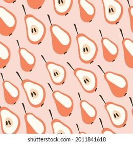 Sweet pears, seamless vector pattern. Flat vector illustration.