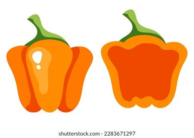 Sweet pepper bell slice paprika chopped concept. Vector graphic design illustration
