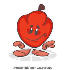 Sweet Pepper. Funny vegetables. Cute cartoon character. Vector illustration isolated on white background
