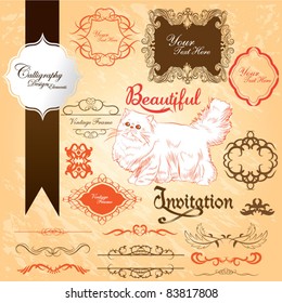 sweet persian and calligraphic design elements in grunge background