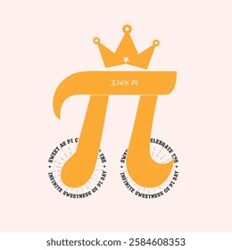 Sweet as pi, celebrate the sweetness of pi day, Pi day vector elements, with wheel text concept illustrations