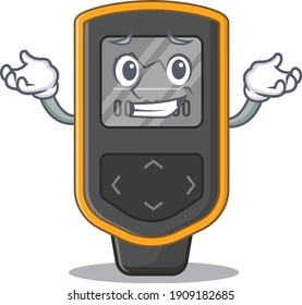 A sweet picture of grinning dive computer caricature design style