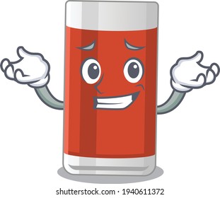 A sweet picture of grinning glass of apple juice caricature design style. Vector illustration