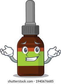 A sweet picture of grinning liquid bottle caricature design style. Vector illustration