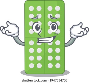 A sweet picture of grinning medicine pills caricature design style. Vector illustration