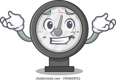 A sweet picture of grinning pressure gauge caricature design style