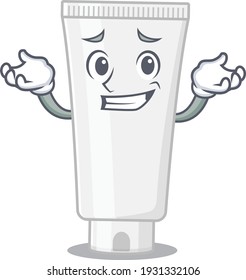A sweet picture of grinning shower gel caricature design style. Vector illustration