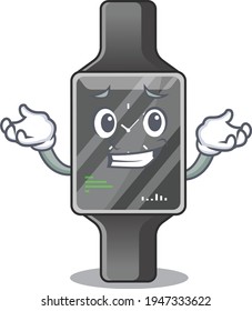 A sweet picture of grinning smart watch caricature design style. Vector illustration