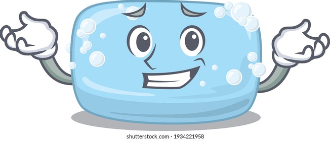 A sweet picture of grinning soap caricature design style. Vector illustration