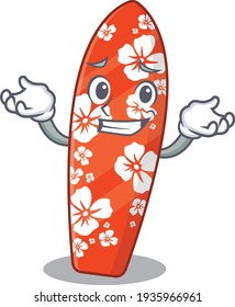 A sweet picture of grinning surfboard caricature design style. Vector illustration