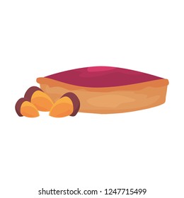 sweet pie and acorn on white background