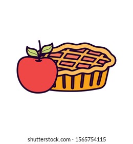 sweet pie and apple on white background vector illustration