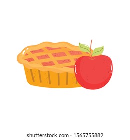 sweet pie and apple on white background vector illustration