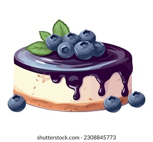 Sweet pie with blueberry over white