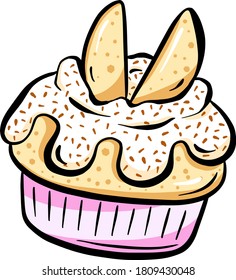 Sweet Pie Fairy Cup Cake Cartoon Vector Fun Design