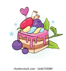 Sweet pie with fruit and berries