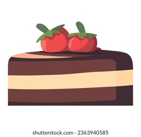 Sweet pie and strawberry dessert over white