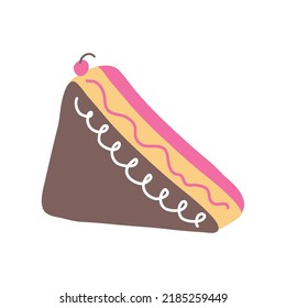 sweet piece cake doodle isolated icon