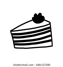 A sweet piece of cake. Vector illustration on a white background.