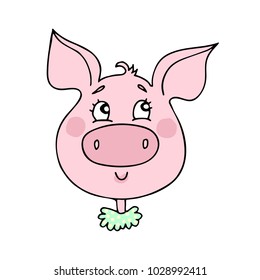 Sweet Piglet's with an expression of dreaminess and reverie. Vector illustration of cartoon style