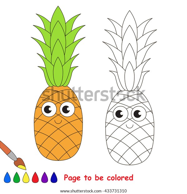 Download Sweet Pineapple Be Colored Coloring Book Stock Vector (Royalty Free) 433731310