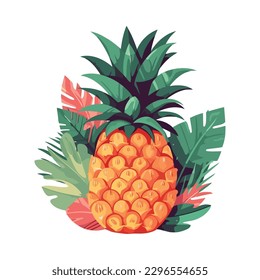 Sweet pineapple, fresh and ripe fruit icon isolated