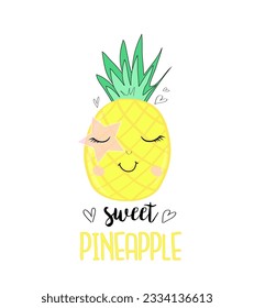 Sweet pineapple vecroe illustration for t shirt print design