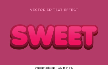 Sweet Pink 3D bearbeitbare Texteffekt Vorlage Stil Premium Vektor Eps10