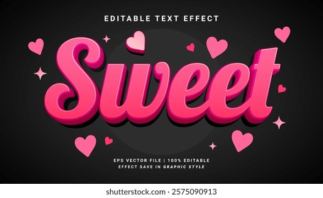 Sweet pink 3d editable text effect template