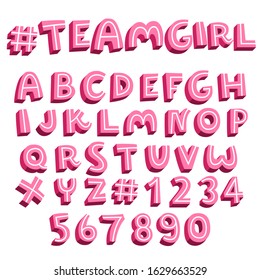 sweet pink alphabet set,3d vector font