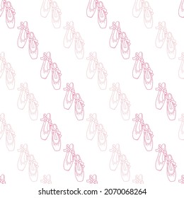 Sweet Pink Ballet Shoe Vector Graphic Line Art seamless Pattern can be use for background and apparel design