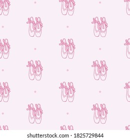 Sweet Pink Ballet Shoes Vector Graphic Illustration Seamless Pattern for Background and Apparel Design