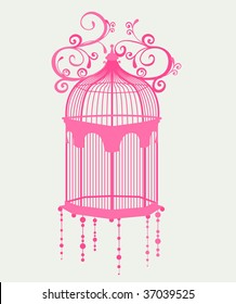 sweet pink birdcage and floral decor