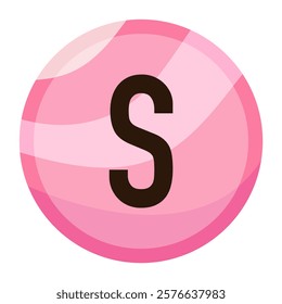 Sweet Pink Bubble Letter ‘S’ with Glossy Gradient Style, Perfect for Romantic Valentine’s Day Designs, Creative Posters, and Typography Projects