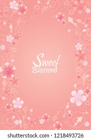 Sweet pink cherry blossom on water with abstract fish are swimming vector back ground for decoration on Chinese new year festival, Hanami festival or wedding ceremony card.