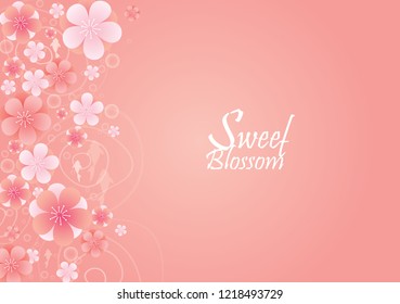 Sweet pink cherry blossom on water with abstract fish are swimming vector back ground for decoration on Chinese new year festival, Hanami festival or wedding ceremony card.