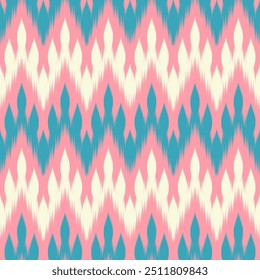 Sweet Pink Color of Ikat pattern, Thai art design, Ikat Ornament style, Ikat Print. Abstract geometric seamless pattern background traditional ethic for clothing, fabric, textile, fashion.