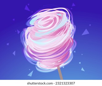 Dulces dulces de algodón rosa. Ilustración vectorial. 