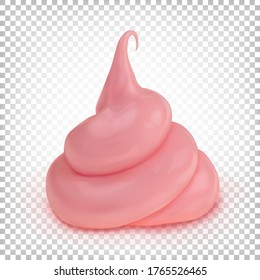 Sweet pink cream, whipped cream, sauce. Dessert. Vector illustration isolated on a white background.