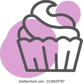Sweet pink cupcake, illustration, vector on a white background.