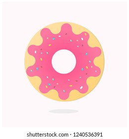sweet pink donut vector