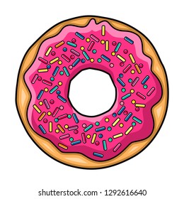 Sweet pink donut vector illustration