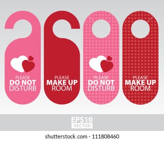 Sweet Pink Door Hangers for Wedding, Valentine, Romantic Room in Romantic Hotel and Resort- EPS10 Vector