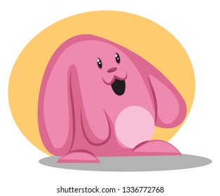 Sweet pink Easter bunny with big ears illustration web vector on white background