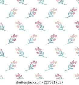 Sweet Pink Floral Branch Garden Vector Graphic Seamless Pattern Art can be use for background and apparel design