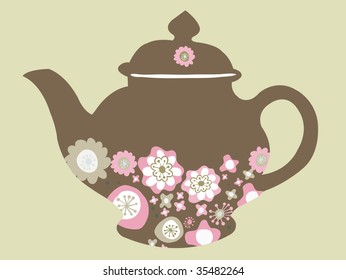 sweet pink floral teapot design